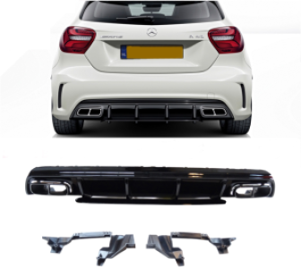 Diffuser A45 | geschikt voor Mercedes-Benz | A-klasse 18- 5d hat. W176 | zwart/chroom