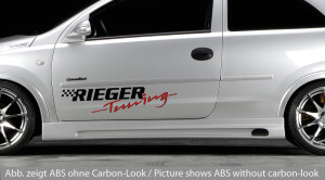 Rieger side skirt | Corsa C: 09.00-05.03 (tot Facelift), 06.03- (vanaf Facelift) - 3-drs. | l stuk carbonlook abs | Rieger Tuning