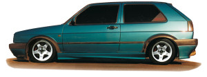 Rieger side skirt | Golf 2: 83-91 - 3-drs. | r stuk ongespoten abs | Rieger Tuning