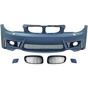 Voorbumper | geschikt voor BMW 1-serie E81 E82 E87 E88 | 1M Look | ABS Kunststof | inclusief zwarte nieren en mistlamp voorbereiding