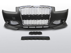 Voorbumper RS Style | geschikt voor Audi A3 8P 2003-2008 | inclusief mistlampen en honingraat grill | zwarte / chroom grill