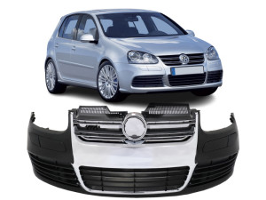 Voorbumper | Volkswagen | Golf 03-08 3d & 5d hat. / Golf Variant 07-09 5d sta. / Jetta 05-11 4d sed. | R32-Look | chroom | 01