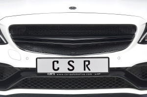 Grill | geschikt voor Mercedes-Benz | C-klasse 14- 4d sed. W205 / C-klasse Cabriolet 16- 2d cab. / C-klasse Coupé 15- 2d cou. / C-klasse Estate 14- 5d sta. | AMG-Line / AMG | zwart Fiberflex