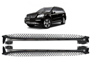 Running boards (set) Mercedes GL X164 2006-2012 | Treeplanken | Side steps met aluminiun board en noppen.