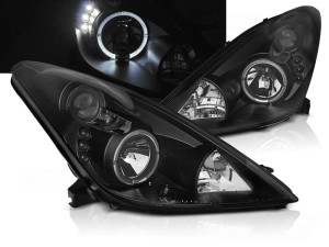 koplampen | Toyota | Celica 02-05 3d cou. / Celica 99-02 3d cou. | T230 | Angel Eyes | zwart