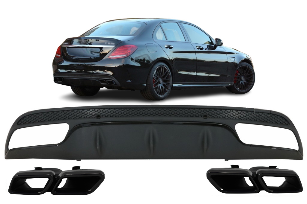 C63 AMG-look diffuser voor Mercedes C-klasse W205 / S205 met AMG bumper