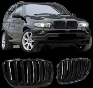 Grillen set | Nieren | BMW X5 | 5D suv. | 2003-2007 | Glanzend Zwart