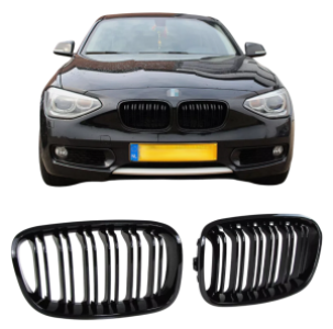 Grillen set | Nieren | geschikt voor BMW 1-serie | F20/F21 | tot 2015 pre-LCI | Glanzend zwart