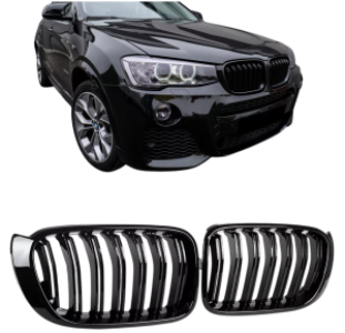 Grillen set | Nieren | geschikt voor BMW X3 F25 LCI / X4 F26 | 5d SUV | 2014-2017 | M-Look | Glanzend zwart