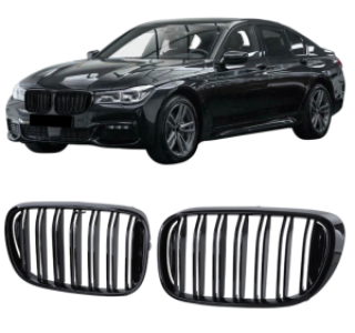 Nieren | Grillen set | geschikt voor BMW | 7-serie 2015-2019 4d sedan | G11 / G12 | M-Look | glanzend zwart
