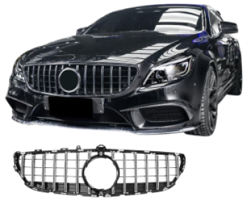 Grill | geschikt voor Mercedes-Benz | CLS-klasse 14-18 4d sed. / CLS-klasse Shooting Brake 14-18 5d sta. | W218 | PANAMERICANA AMG-Look | Glanzend zwart en chroom