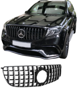 Grill | geschikt voor Mercedes-Benz | GLS-klasse 2015-2019 5d suv | X166 | PANAMERICANA AMG-Look | Glanzend zwart en chroom