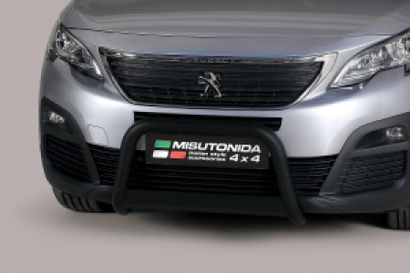 Pushbar | geschikt voor Peugeot | Rifter 18- 5d mpv. | zwart Medium Bar RVS CE-keur