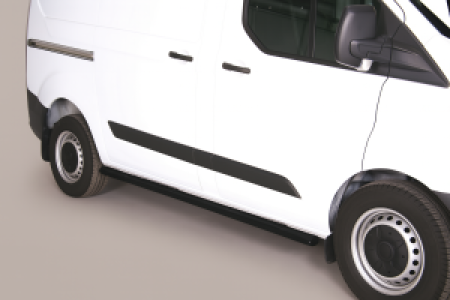 Side Bars | Ford | Transit Custom Kombi 12-18 4d bus. / Transit Custom Kombi 18- 4d bus. | RVS zwart Design Side Protection