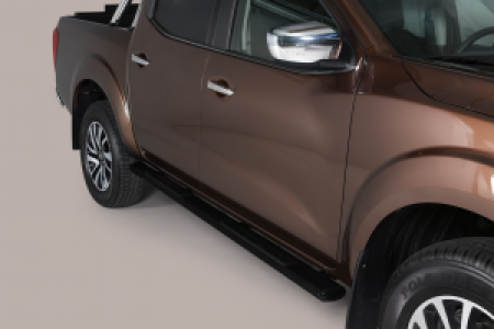 Side Bars | geschikt voor Nissan | Navara 16- 4d pic. | zwart Design Side Protection RVS