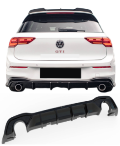 Diffuser | geschikt voor Volkswagen | Golf 8 2020+ hatchback | GTI / GTE / R-Line | Sport-Look | glanzend zwart