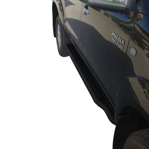 Side Bars | geschikt voor Toyota | Hilux D.C. 06-12 4d pic. / Hilux D.C. 12-16 4d pic. | zwart Pedana RVS