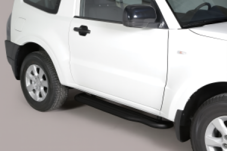 Side Bars | geschikt voor Mitsubishi | Pajero LWB 06-19 5d suv. | zwart Pedana RVS