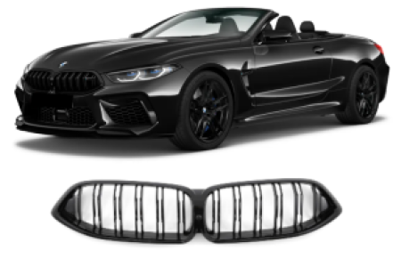 Nieren | Grillen set | geschikt voor BMW | 8-serie Cabrio 19- 2d cab. G14 / 8-serie Coupé 18- 2d cou. G15 / 8-serie Gran Coupé 19- 2d cou. G16 | M-Look | glanzend zwart | 01