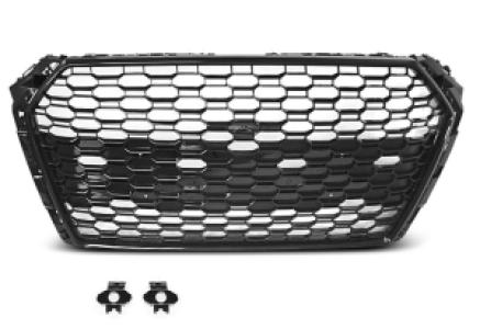 Grill | geschikt voor Audi | A4 15-19 4d sed. / A4 Avant 15- 5d sta. | B9 | RS4-Look | m PDC | zwart Glanzend
