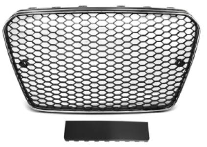 Grill | geschikt voor Audi | A5 Cabriolet 11-17 2d cab. / A5 Coupé 11-16 2d cou. / A5 Sportback 11-17 5d hat. | RS5-Style | ABS Kunststof chroom en zwart Glanzend