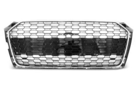 Grill | geschikt voor Audi | A5 Cabriolet 17-20 2d cab. / A5 Coupé 16-20 2d cou. / A5 Sportback 17-20 5d hat. | RS5-Look | chroom en zwart Glanzend