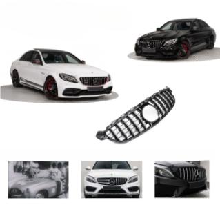 Grill | geschikt voor Mercedes-Benz | C-klasse 14-18 4d sed. W205 / C-klasse Coupé 15-18 2d cou. / C-klasse Estate 14-18 5d sta. | C63 AMG | PANAMERICANA | Glanzend zwart