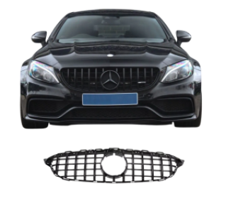 Grill | geschikt voor Mercedes-Benz C-Klasse W205 2014-2018 | Panamericana - Look | stuk abs | glanzend zwart | z360cam