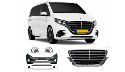 Voorbumper | Mercedes Vito / V-Klasse W447 | AMG-look bumper | Avantgarde / Exclusive Look Grill | 2014+ | 2024+ Look | Ongespoten