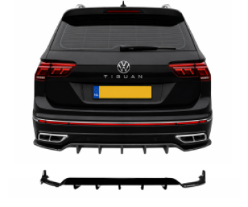 Diffusersplitter | geschikt voor Volkswagen | Tiguan 2021-2023 | MK2.5 Facelift | R-Line Look | 3-delig | Glanzend Zwart