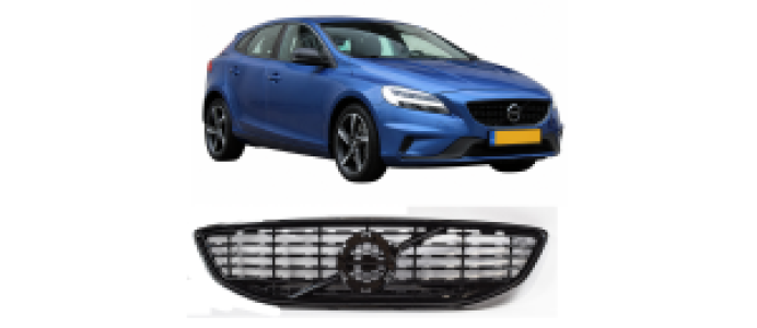 Grill | geschikt voor Volvo V40 | 2017-2020 | R-design | glanzend zwart