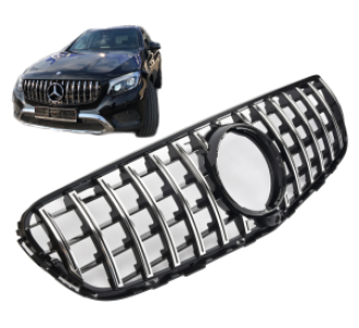Grill | geschikt voor Mercedes-Benz GLC-Klasse X253 2015-2019 + GLC-Coupe C253 2015-2019 | PANAMERICANA - Look | m360 camera | zwart chroom | 02