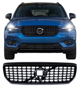 Grill | geschikt voor Volvo XC40 | 2018-2023 | R-design look | glanzend zwart