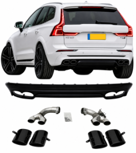 Diffuser | Volvo | XC60 | 2018-2021 | sport-look | Glanzend zwart | zwarte sierstukken