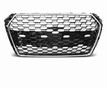 Grill | Audi | A4 B9 | 2015–2019 | RS4-Look | z PDC | ABS kunststof | Glanzend zwart/chroom