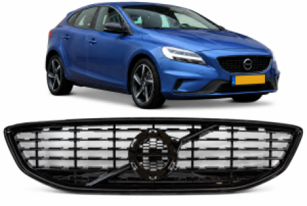 Grill | geschikt voor Volvo V40 | 2017-2020 | R-design | glanzend zwart